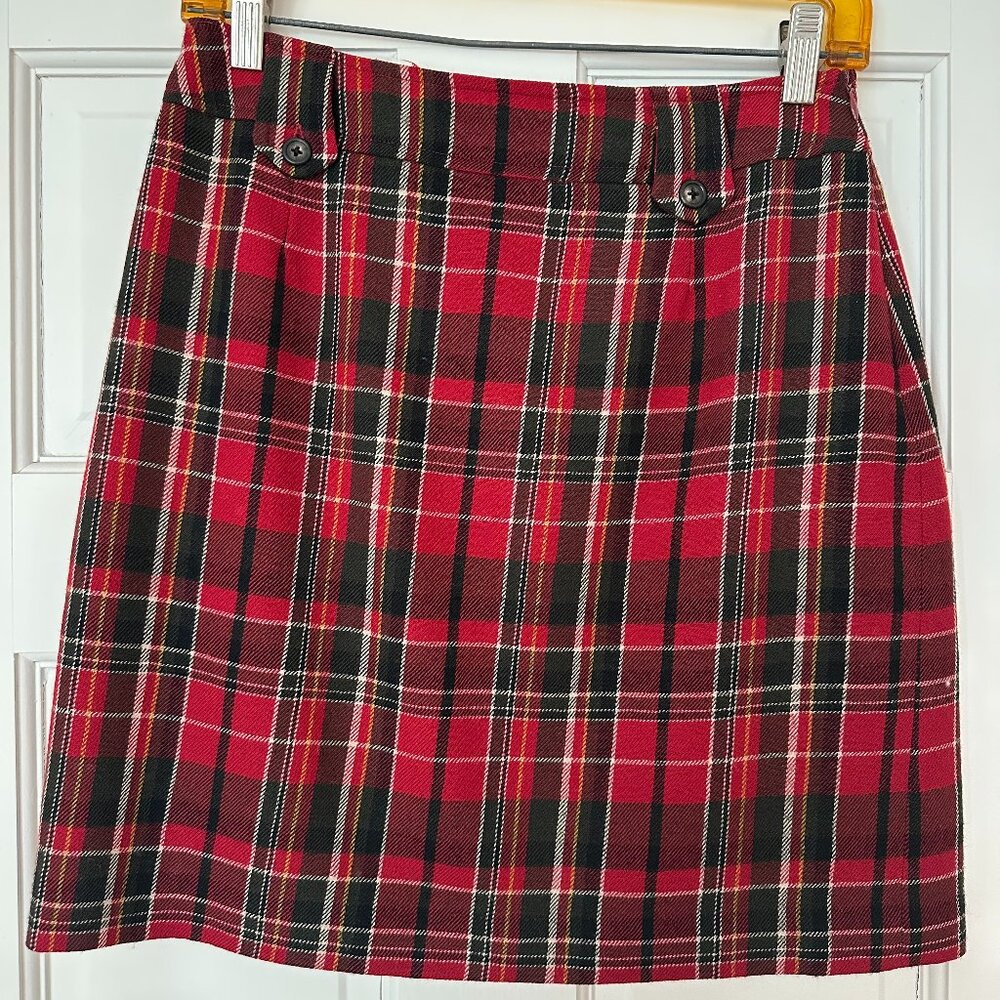 Vintage wool silk plaid skirt